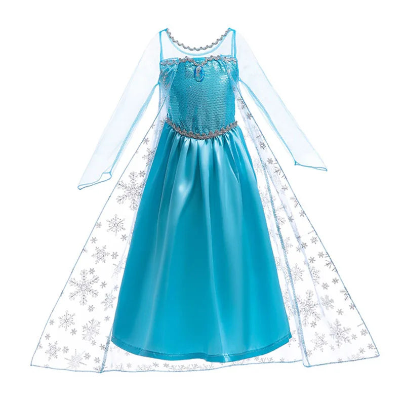 Snow Queen Elsa Dresses for Girls Costumes Kids Cosplay Halloween Princess Children Gowns Clothing Party Dresses Outfits 2-10Yrs
