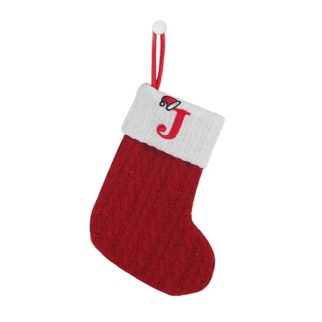 Calcetines navideños tejidos con el alfabeto, adornos para el árbol, decoración del hogar, Navidad, Año Nuevo, regalo de Navidad, 2025, 2024 