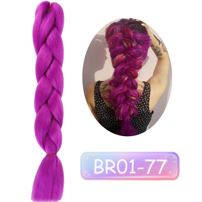 Lupu 24 "extensões de cabelo sintético longo ombre trança para mulheres preto roxo rosa azul loiro jumbo tranças suporte atacado