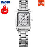 Relógio Casio retangular aço inoxidável prateado a prova de agua 30m e quartzo LTP - V007