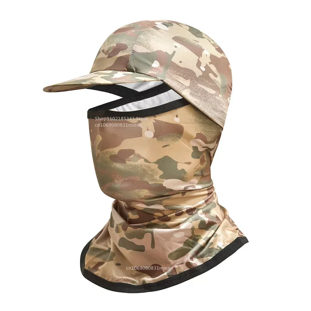 Gorro con capucha y protector solar para la cara, protección UV, de seda fría, para hombres y mujeres, ciclismo, escalada, correr, protector solar, capota de montar