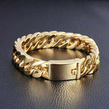 Pulsera de cadena cubana negra de moda, pulsera de acero inoxidable, pulseras de hip hop para hombres, joyería para fiestas, regalos de aniversario, venta al por mayor
