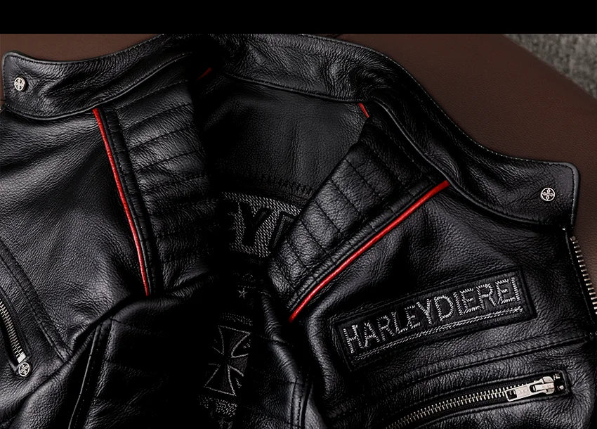 Chaqueta de motociclista nueva para hombre, de piel de vaca, para motocross, de cuero, para invierno, resistente al viento, para carreras, ropa de motociclista resistente al desgaste para Harley.