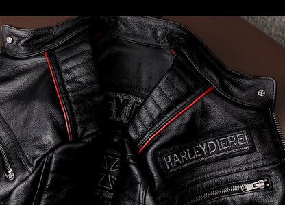 Chaqueta de motociclista nueva para hombre, de piel de vaca, para motocross, de cuero, para invierno, resistente al viento, para carreras, ropa de motociclista resistente al desgaste para Harley.