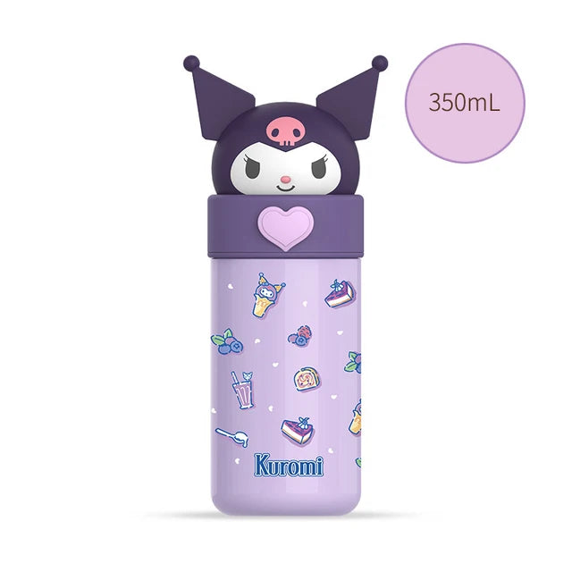 Sanrio Stainless Steel 316 Thermos, Hello Kitty, Kuromi Cinnamoroll Melody, Frasco de vácuo infantil, Garrafa de água, Copo, 350ml