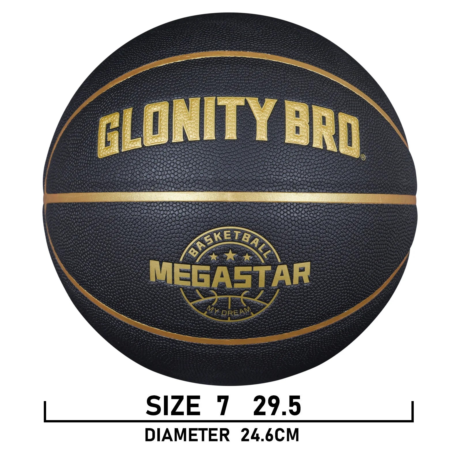 Black Gold Basketball Official Size 7 Composite Leather For Men's and Women's Outdoor Indoor Durable Training Ball High Quality