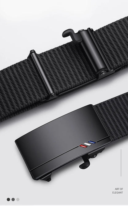 Men's Woven Belt Nylon Material Toothless Automatic Buckle Belts For men, Outdoor Sports And Leisure Strap, Fashion Jeans Belt