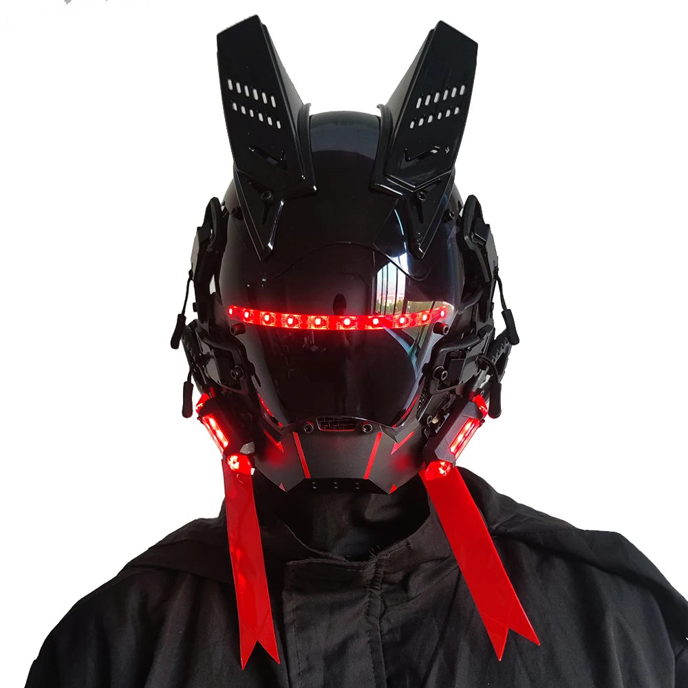 Capacete Cyberpunk com LED – Máscara para Festas, Halloween, Natal e Cosplay – Presente para Adultos