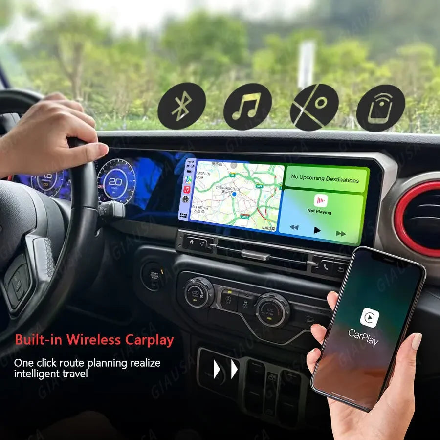 For Jeep Wrangler 2018-2022 Carplay LCD Instrument Panel Dual Screen Android Multimedia Video Player GPS Navigation Android Auto