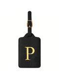 PU Leather Luggage Tag for Travel - Durable Suitcase ID Tag with Privacy Cover & Name Card Slot (A-Z) liu