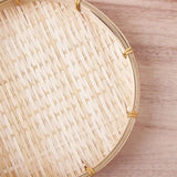 Handmade Woven Woven Bamboo Tray Bamboo Round Bamboo Woven Basket Decorative Serving Tray Living room