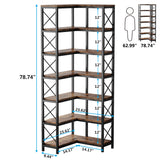 Tribesigns 7-Shelf Corner Bookshelf,Large Modern Corner Bookcase, 7-Tier Tall Corner Shelf Storage Display Rack with Metal Frame