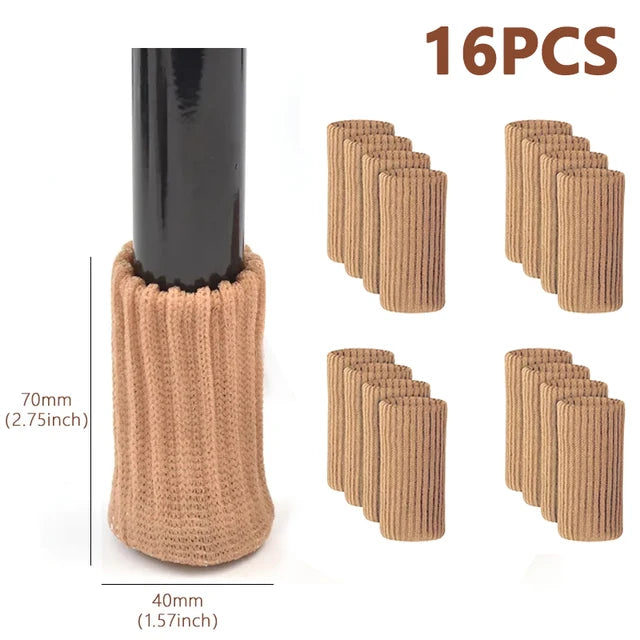 Knitted Furniture Feet Socks Floor Protectors Anti-Slip Pads Silent Thicken Table Leg Sock Covers 16Pcs 