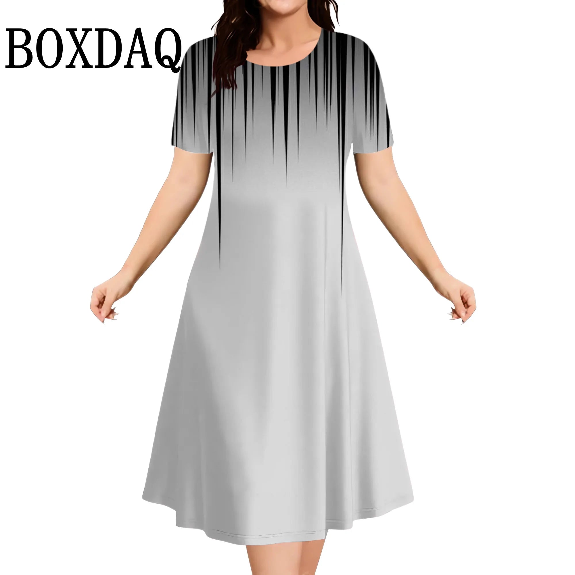 Summer Dresses 2025 Women's Plus Size Loose Casual Striped Print Short Sleeve A-Line Dress Elegant Fashion Clothing 9XL