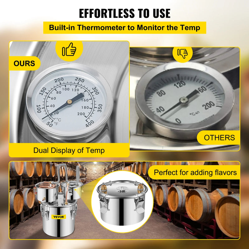 SucceBuy 12L 20L 30L 50L Alcohol Brewing Distiller DIY Moonshine Apparatus Stainless Steel Still Whisky Brandy Home Appliance