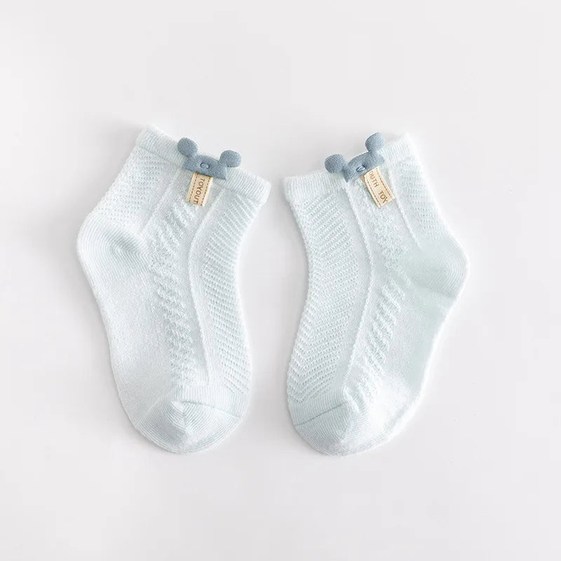 4 par/lote de calcetines finos de malla de verano para bebé, calcetines de algodón suave con dibujos animados para recién nacidos, calcetines transpirables bonitos para niñas pequeñas de princesa