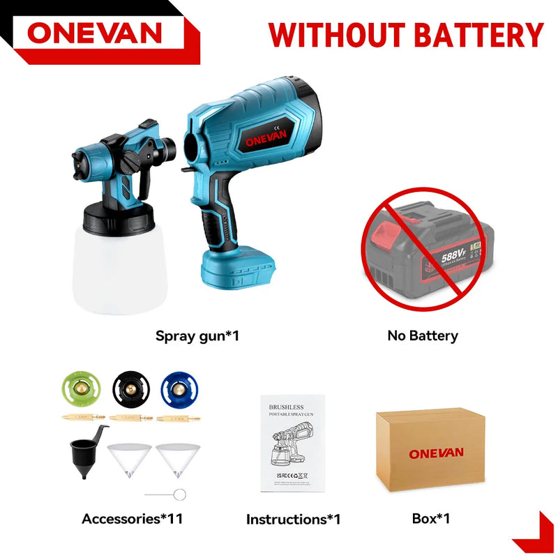 1000ML Electric Spray Gun Cordless Paint Sprayer Auto Furniture Household Sprayer Flow Control Power Tool For 21V 18V Battery