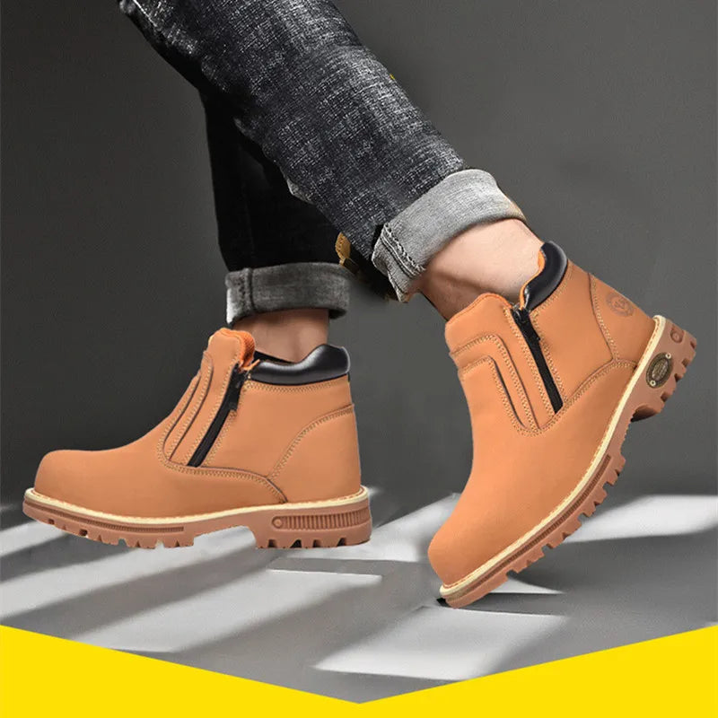 Zapatos de trabajo para hombre, zapatos de seguridad impermeables, botas de cuero antichispas para hombre, zapatos de soldador antideslizantes y antiperforación para hombre, zapatos de trabajo negros.