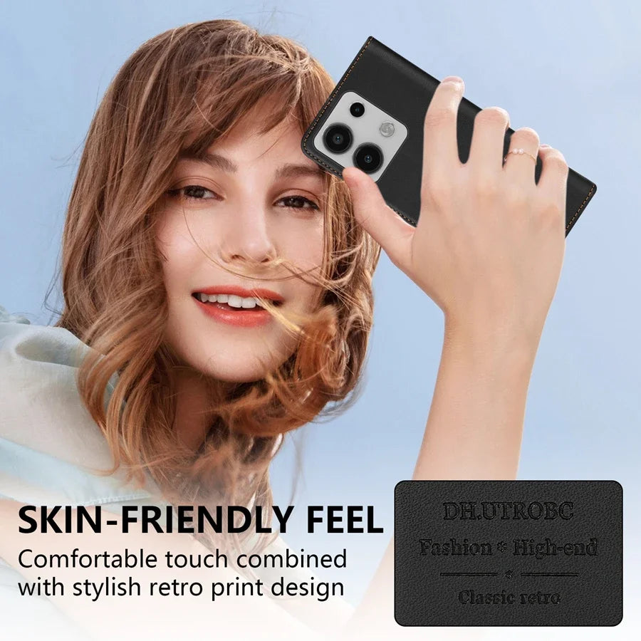 Wallet Skin friendly Magnetic Card Slot Flip Leather Case For Xiaomi 14T 13T 11T Poco X6 C65 C75 Redmi 14C 13C 13 12C 10C 9A 9C
