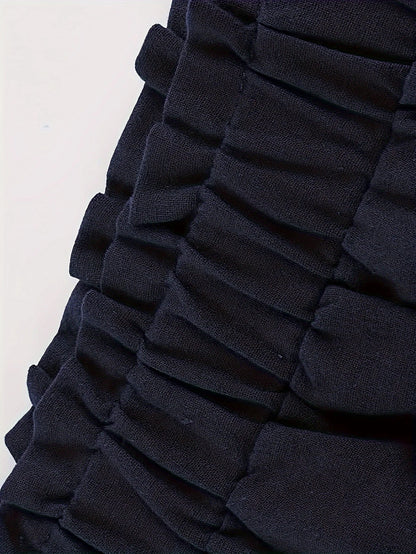 Plus Size Solid PaperBag Waist Pocket Shorts Casual Loose Pants For Spring & Summer Women's Plus Size Clothing
