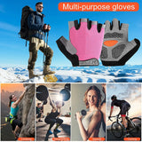 Men Women Gym Gloves Weightlifting Fitness Training Non Slip Palm Protector Breathable Fingerless Bike Bicycle Cycling Gloves