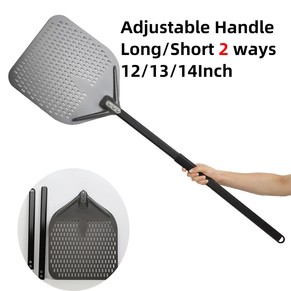 6&12 13 14  Inch Pizza Perforated Shovel Paddle Pizza Oven Turning Peel Hard  Anodized Pizza  Baking Kitchen Tool Spatula