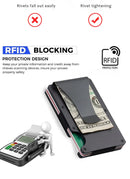 Slim Wallet For Men - Front Pocket RFID Blocking Minimalist Wallet For Men - Metal Wallet With Money Clip For Men