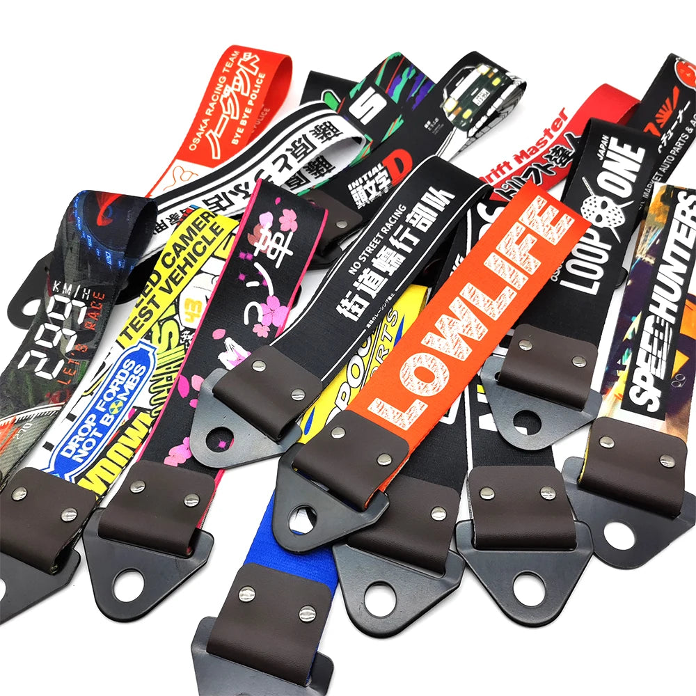 Correa de remolque colgante para coche con cultura de carreras JDM, cuerda de remolque, cinta, parachoques, accesorios para NOS HKS Initial D