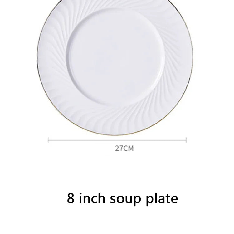 1pc Dish And Plates Bone china Dinner Set China Health Tableware White Ceramic Fruit tray  Soup plate Bowl Dish Gift Porcelain