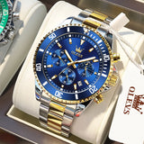 OLEVS 2870 Men's Watch Top Brand Luxury Watch for Men Original Waterproof Stainless Steel Chronograph Moon Phase Date Rota Dial