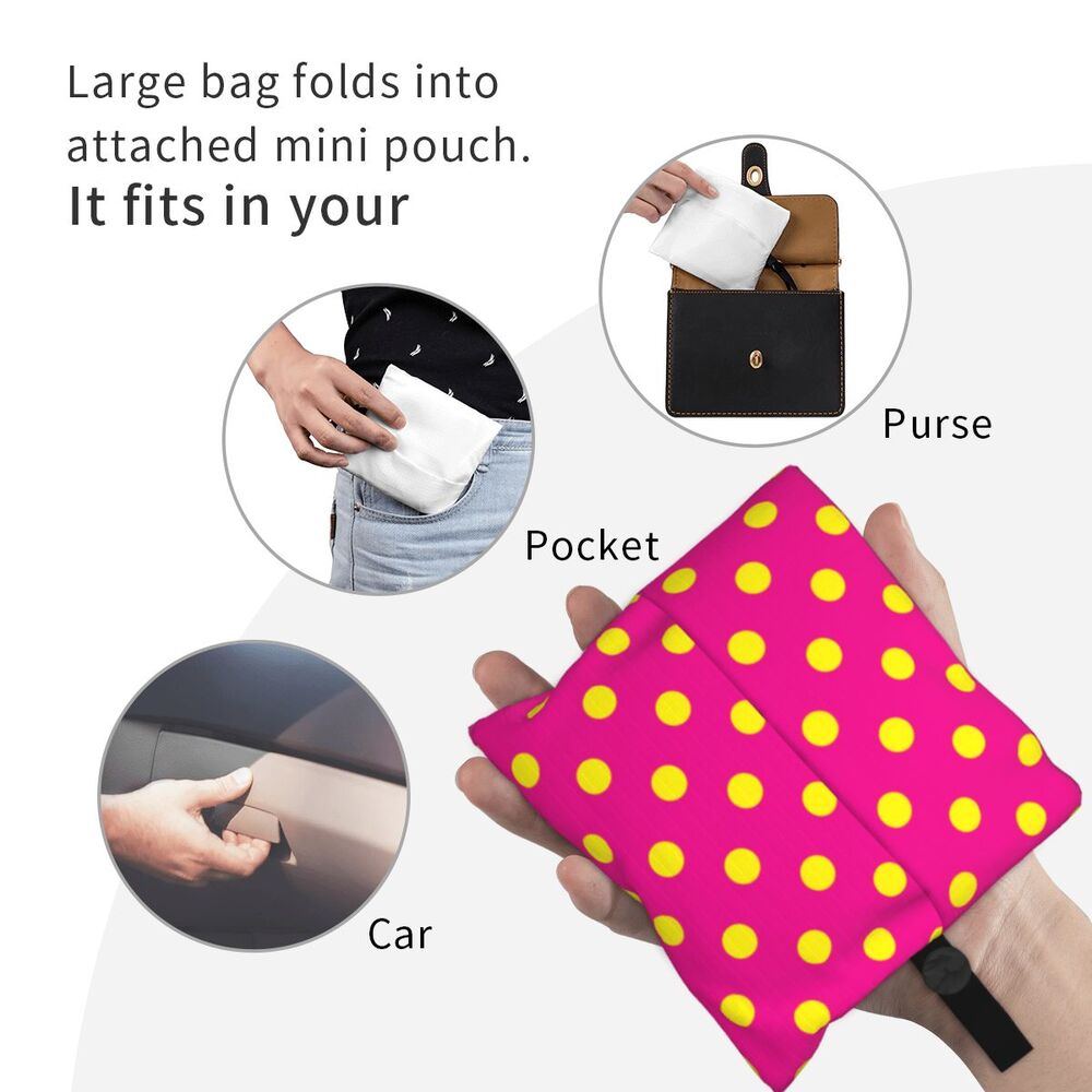 Custom Recycling Classic Black And White Polka Dot Shopping Bag Women Tote Bag Portable Grocery Shopper Bags