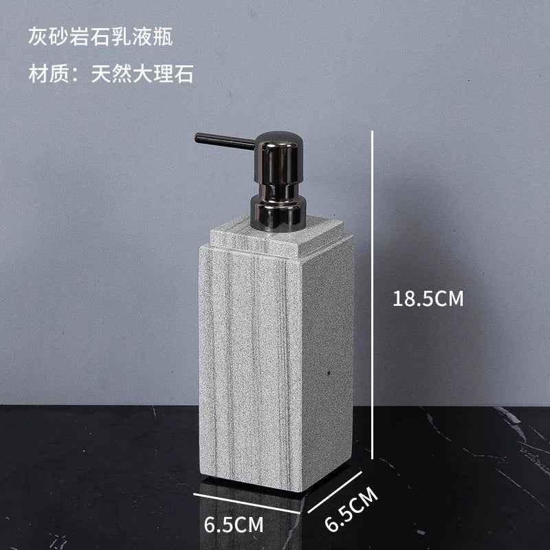 Nordic natural grey marble bathroom accessories Soap dispenser cotton swab jar tissue box soap dish tray bathroom decoration