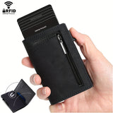 Magnetic Credit Card Holder Luxury Men's Wallet RFID Blocking Pop Up Minimalist Wallet Leather Bank Card Holder Case Vallet for Men