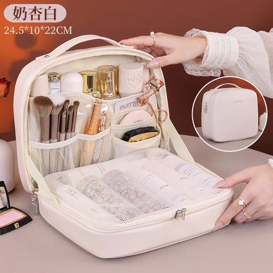 Professional Stand up Cosmetic Bag Large Capacity Travel Toiletry Organizer With Multiple Compartments Portable Storage Pouch