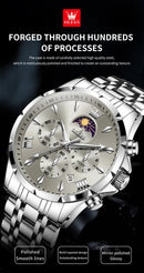 OLEVS 3653 Mens Watch Quartz Watch Multifunctional Chronograph Watch For Men 30M Waterproof Luminous Moon Phase Box Original