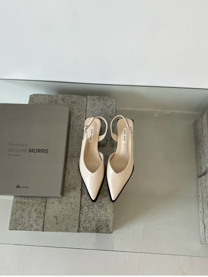 Summer Women's Cover Toe Sandals Elegant Shallow Slip On Shoes Comfort Low Heel Dress Street Style Shoes
