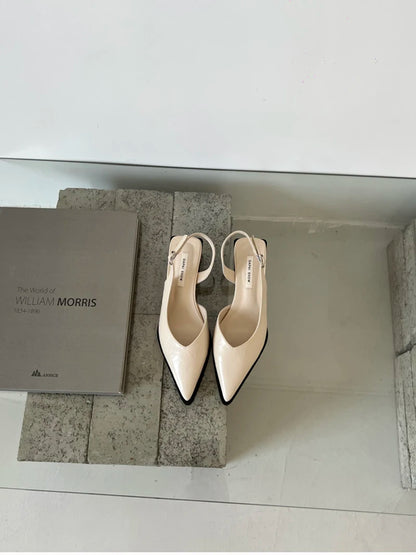Summer Women's Cover Toe Sandals Elegant Shallow Slip On Shoes Comfort Low Heel Dress Street Style Shoes