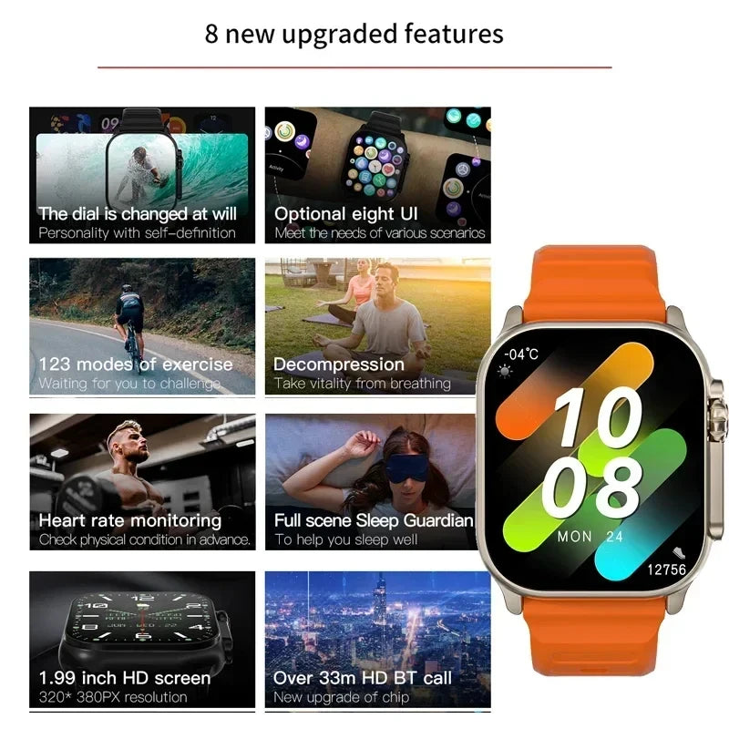 Wholesale T900 Ultra Smart Watch Men 49mm Series 9 AMOLED Screen NFC Compass Waterproof For Apple Watch IWO Ultra 9 Smartwatch