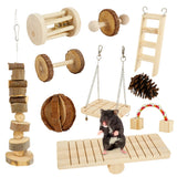 Hamster Toys Set Rabbit Mouse Natural Small Animal Wood Guinea Pig Toys Teeth Cleaning Molar Grinding Caring Chewing Toy