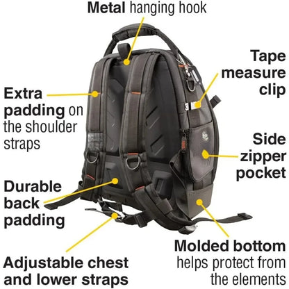 Tool Bag Backpack, Durable Electrician Backpack with 48 Pockets for Hand Tools, Waterproof Bottom, Removable Tool Carrier