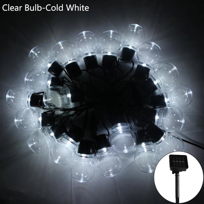 5/7/12m led globo solar luzes da corda de fadas guirlanda natal rua casamento lâmpadas ao ar livre para festa feriado jardim pátio