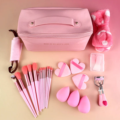 27-piece makeup tool set cosmetic bag makeup brush set powder puff portable easy to store travel business trip daily use