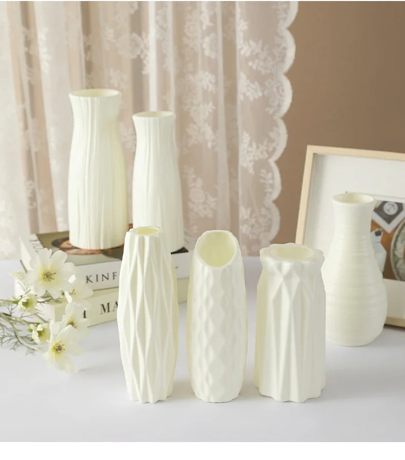 4066 Simple Plastic Vase Silver Willow Hydroponic Flowers Artificial Flower Vase Desktop Living Room Decoration Ornaments