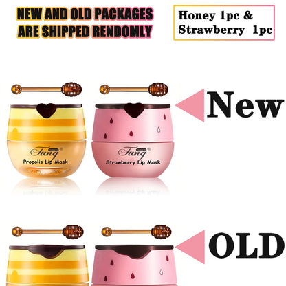 Paquete de 2 bálsamos labiales de abeja, exfoliantes, hidratantes, previenen la sequedad y las grietas, mascarilla labial para dormir y reduce las líneas de expresión. 