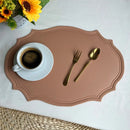 1/4/6PCS Shaped PU Placemat Set Faux Leather Kitchen Dining Table Pad Luxury Black Pink Green Place Mat Tableware Cafe Pad 식탁매트
