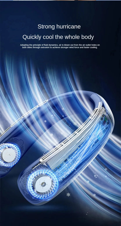 15000mah Portable Neck Fan Smart Digital Display USB Rechargeable Outdoors Bladeless Silent Cooling Neck Fan