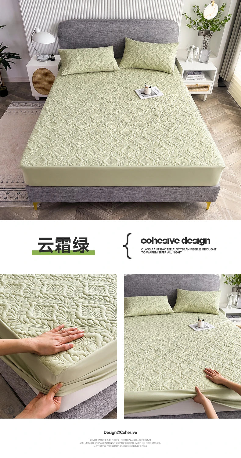 Waterproof Mattress Protector Thicken Fitted Bed Sheet Breathable & Noiseless Mattress Pad for Twin/Double/Queen/King Size Beds