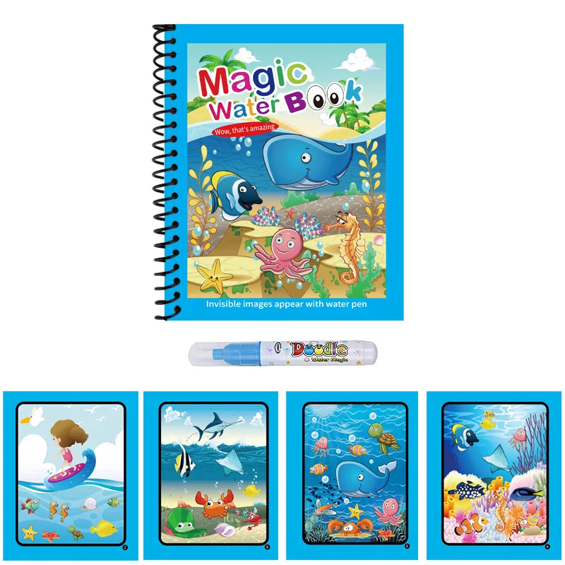 1 Livro de Colorir Infantil com Caneta de Água Recarregável (Livro Mágico de Desenho com Água) – Brinquedo Educativo de Desenho e Aprendizado