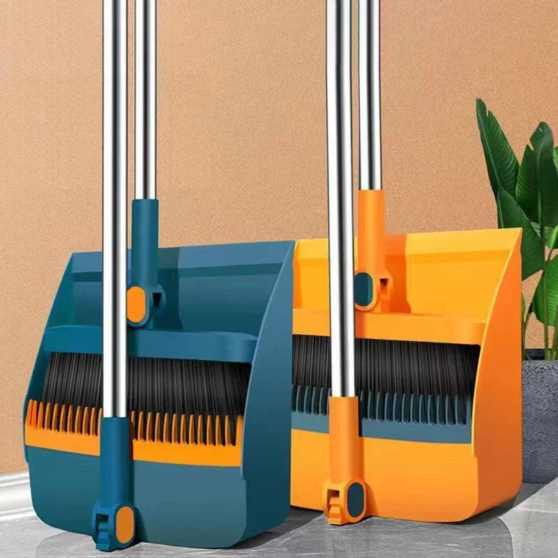 Escova e pá vassoura e pá conjunto de combinação pá vertical dobrável pele macia não-viscosa varrendo vassoura 2 pçs/set