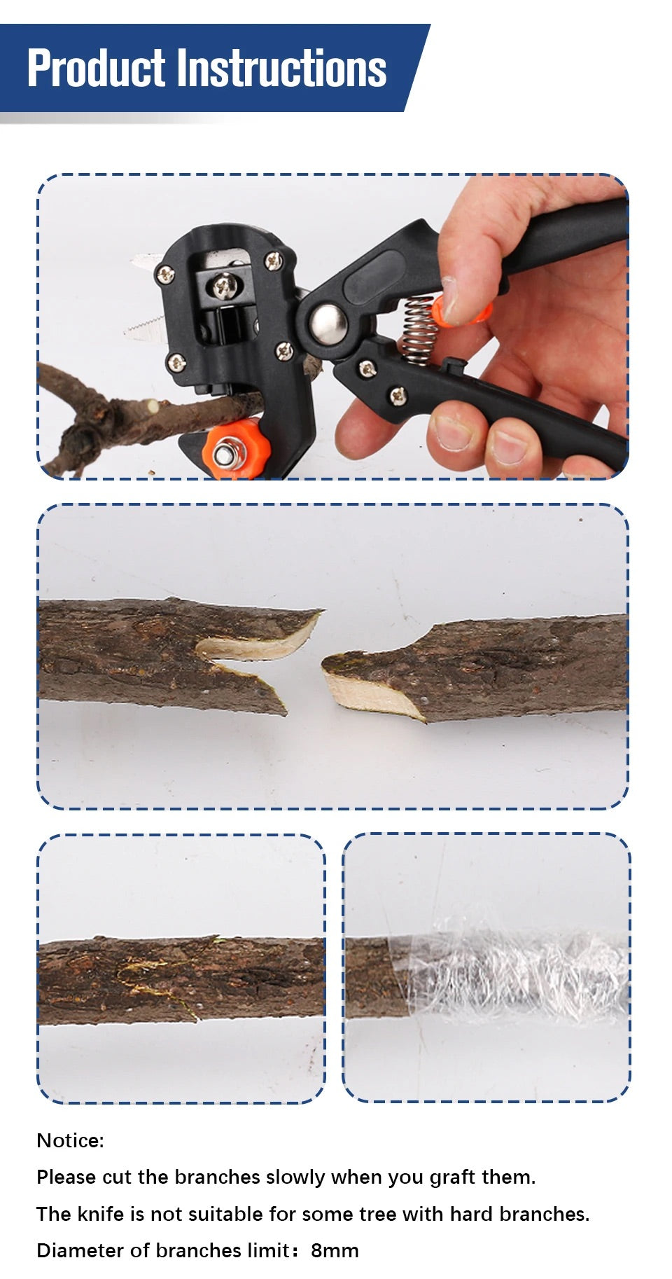Grafting Pruner 2CMGrafting Film Garden Grafting Tool grafting knife Scissors graft Professional Branch Cutter gardening tools